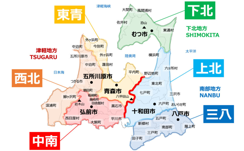 青森県の地域区分と市町村